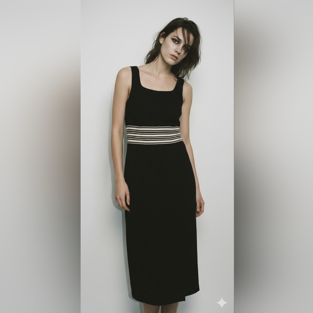 Vintage Maggy London Dress Black Maxi Retro Sleeveless 10